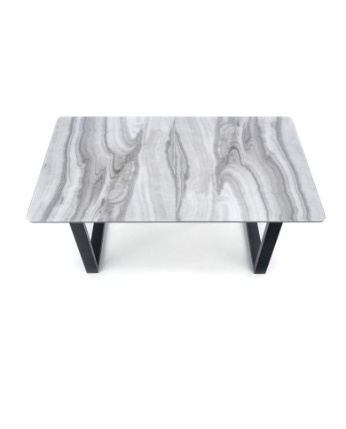 Stół prostokątny Marley, rozkładany, 160-200/90/76 cm, biały marmur/popielaty, nogi metalowe czarne, HALMAR Stół prostokątny Marley, rozkładany, 160-200/90/76 cm, biały marmur/popielaty, nogi metalowe czarne, HALMAR