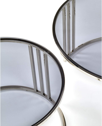 Stoliki kawowe Mercury 2w1, szklane dymione blaty, okrągłe, podstawa metalowa chrom, HALMAR Stoliki kawowe Mercury 2w1, szklane dymione blaty, okrągłe, podstawa metalowa chrom, HALMAR