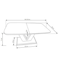 Stół kolumnowy Mistral, prostokątny, rozkładany, 160-220/90/77 cm, biały połysk, HALMAR