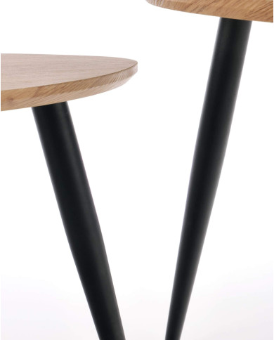 Stoliki kawowe Nicea 2, 2w1, dąb złoty, trójkątne, nogi metalowe czarne, HALMAR Stoliki kawowe Nicea 2, 2w1, dąb złoty, trójkątne, nogi metalowe czarne, HALMAR