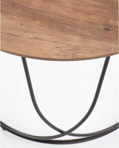 Stolik kawowy Nubira, orzech, okrągły, podstawa metalowa czarna, HALMAR Stolik kawowy Nubira, orzech, okrągły, podstawa metalowa czarna, HALMAR