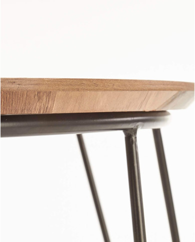 Stolik kawowy Nubira, orzech, okrągły, podstawa metalowa czarna, HALMAR Stolik kawowy Nubira, orzech, okrągły, podstawa metalowa czarna, HALMAR