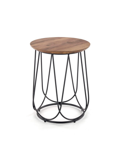 Stolik kawowy Nubira S, orzech, okrągły, nogi metalowe czarne, HALMAR Stolik kawowy Nubira S, orzech, okrągły, nogi metalowe czarne, HALMAR