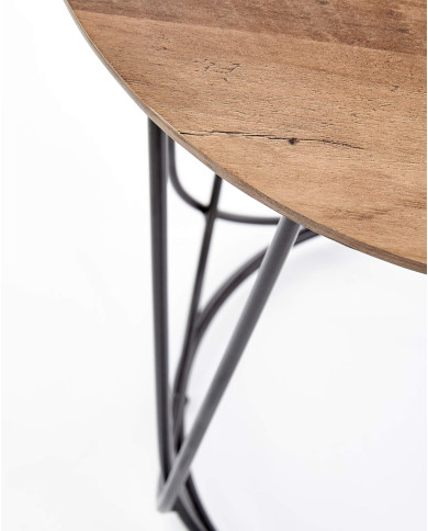 Stolik kawowy Nubira S, orzech, okrągły, nogi metalowe czarne, HALMAR Stolik kawowy Nubira S, orzech, okrągły, nogi metalowe czarne, HALMAR