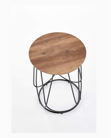 Stolik kawowy Nubira S, orzech, okrągły, nogi metalowe czarne, HALMAR Stolik kawowy Nubira S, orzech, okrągły, nogi metalowe czarne, HALMAR