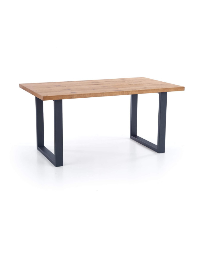 Stół Perez, jasny dąb/czarny, rozkładany, 160-250/90/76 cm