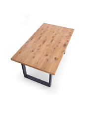 Stół Perez, jasny dąb/czarny, rozkładany, 160-250/90/76 cm