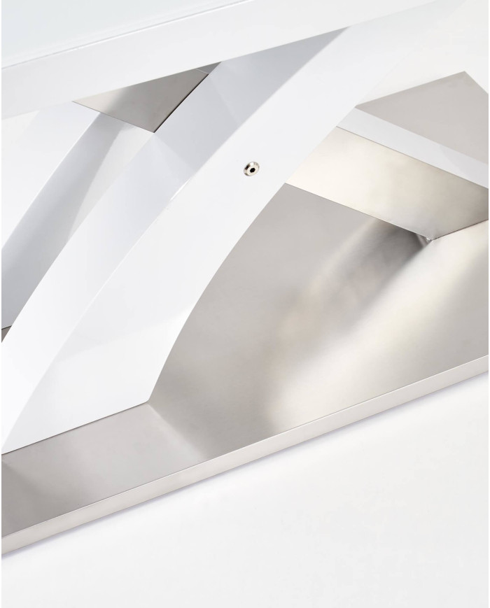 Stół kolumnowy Sandor 2, popielaty/biały, rozkładany, 160-220/90/75 cm