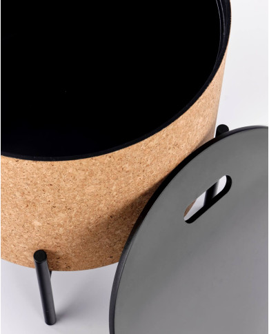 Stolik kawowy Sasha, naturalny korek, okrągły, metalowa czarna podstawa, HALMAR Stolik kawowy Sasha, naturalny korek, okrągły, metalowa czarna podstawa, HALMAR