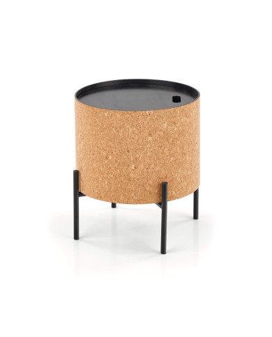 Stolik kawowy Sasha, naturalny korek, okrągły, metalowa czarna podstawa, HALMAR Stolik kawowy Sasha, naturalny korek, okrągły, metalowa czarna podstawa, HALMAR