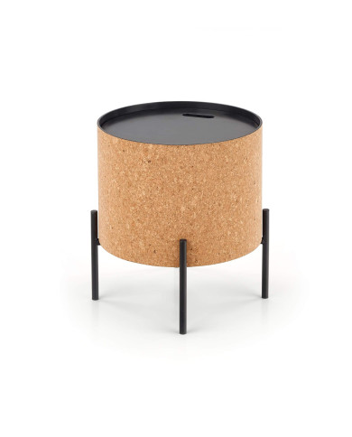 Stolik kawowy Sasha, naturalny korek, okrągły, metalowa czarna podstawa, HALMAR Stolik kawowy Sasha, naturalny korek, okrągły, metalowa czarna podstawa, HALMAR