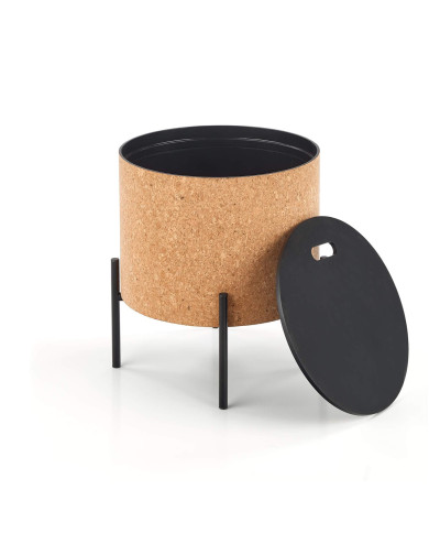 Stolik kawowy Sasha, naturalny korek, okrągły, metalowa czarna podstawa, HALMAR Stolik kawowy Sasha, naturalny korek, okrągły, metalowa czarna podstawa, HALMAR