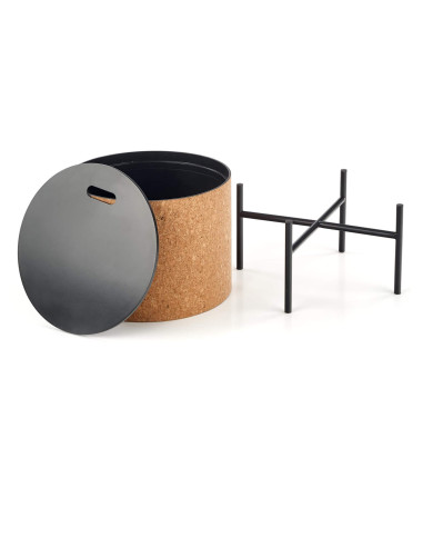 Stolik kawowy Sasha, naturalny korek, okrągły, metalowa czarna podstawa, HALMAR Stolik kawowy Sasha, naturalny korek, okrągły, metalowa czarna podstawa, HALMAR