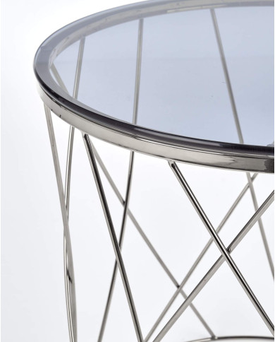 Stolik kawowy Selena, szklany blat, okrągły, podstawa metalowa chrom, HALMAR Stolik kawowy Selena, szklany blat, okrągły, podstawa metalowa chrom, HALMAR