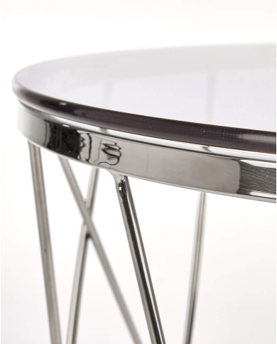 Stolik kawowy Selena, szklany blat, okrągły, podstawa metalowa chrom, HALMAR Stolik kawowy Selena, szklany blat, okrągły, podstawa metalowa chrom, HALMAR