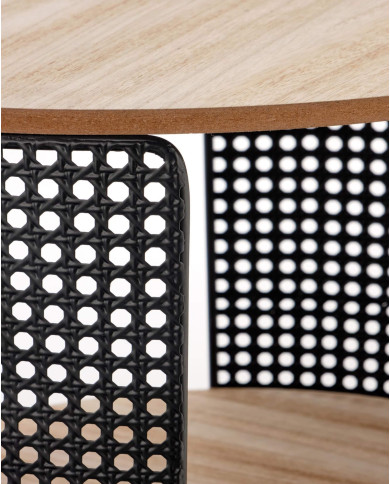 Stolik kawowy z półką Trafica, naturalny, okrągły, metalowa czarna podstawa, HALMAR Stolik kawowy z półką Trafica, naturalny, okrągły, metalowa czarna podstawa, HALMAR