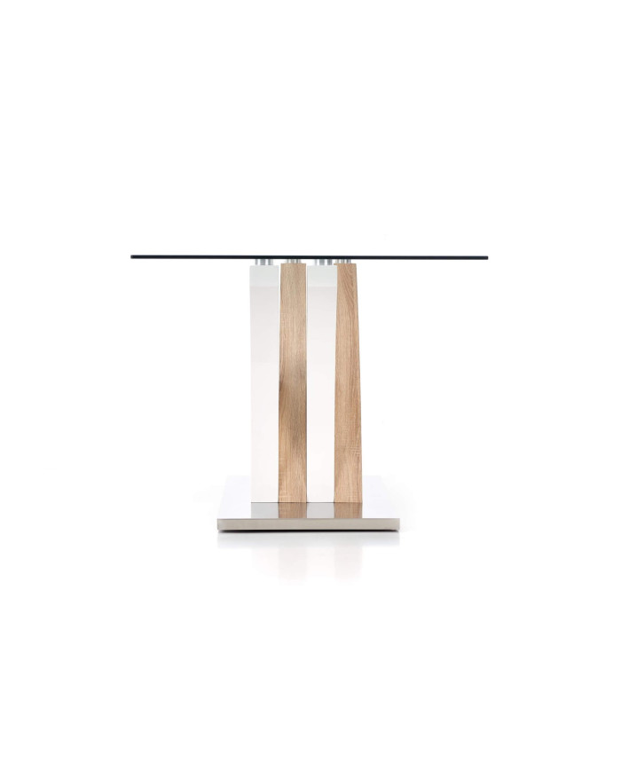Stół kolumnowy Vilmer, transparentny/dąb sonoma/biały, 160/90/76 cm