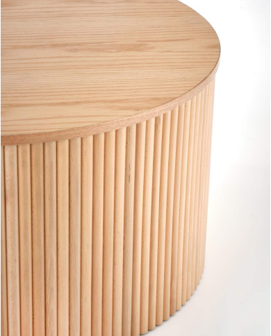 Stolik kawowy Woody, naturalny, okrągły, okleina naturalna dębowa, lamele drewniane, HALMAR Stolik kawowy Woody, naturalny, okrągły, okleina naturalna dębowa, lamele drewniane, HALMAR
