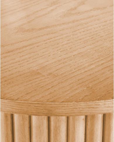 Stolik kawowy Woody, naturalny, okrągły, okleina naturalna dębowa, lamele drewniane, HALMAR Stolik kawowy Woody, naturalny, okrągły, okleina naturalna dębowa, lamele drewniane, HALMAR