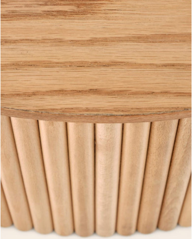 Stolik kawowy Woody S, naturalny, okrągły, okleina naturalna dębowa, lamele drewniane, HALMAR Stolik kawowy Woody S, naturalny, okrągły, okleina naturalna dębowa, lamele drewniane, HALMAR