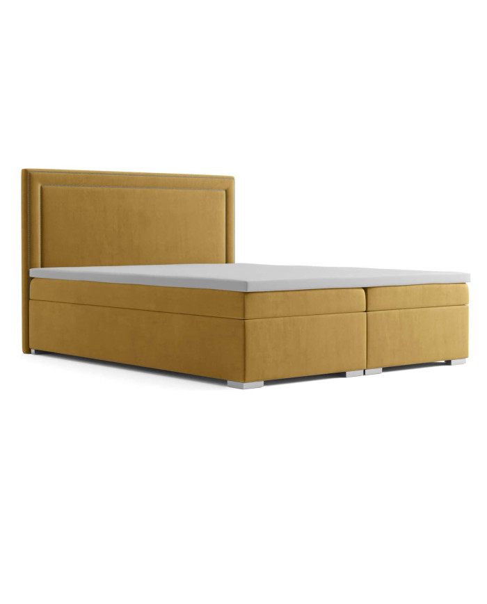 Łóżko kontynentalne Locarno 180x200, tapicerowane, materac, pojemnik, topper-1