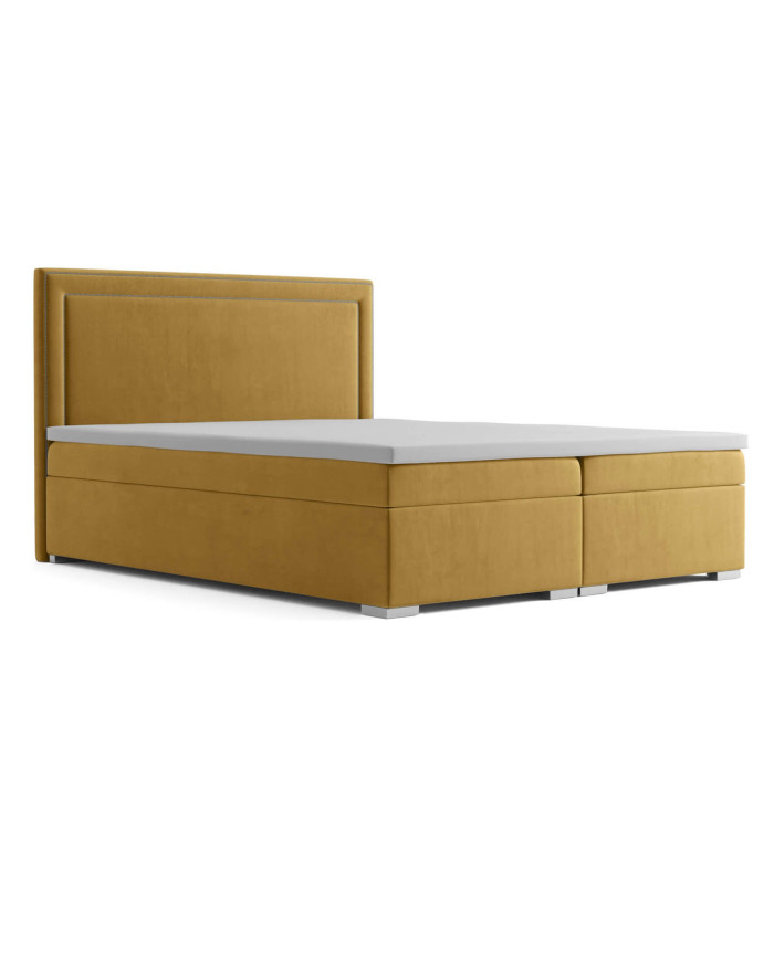 Łóżko kontynentalne Locarno 160x200, tapicerowane, materac, pojemnik, topper-1