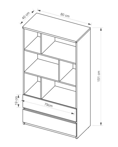 Regał Arca AR4, biel arktyczna/dąb wotan, z szufladami, DOLMAR Regał Arca AR4, biel arktyczna/dąb wotan, z szufladami, DOLMAR