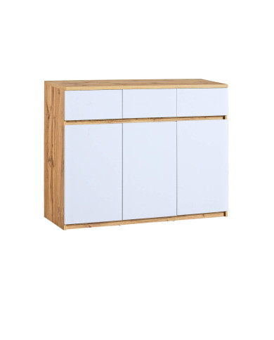 Komoda Arca AR6, z szufladami i drzwiami, biel arktyczna/ dąb wotan, DOLMAR