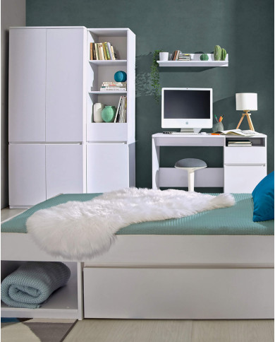 Biurko Arca AR7 z szufladą i drzwiczkami, biel arktyczna, DOLMAR