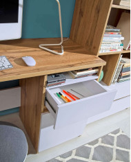 Biurko Arca AR7 z szufladą i drzwiczkami, biel arktyczna/ dąb wotan, DOLMAR