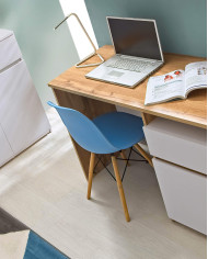 Biurko Arca AR7 z szufladą i drzwiczkami, biel arktyczna/ dąb wotan, DOLMAR