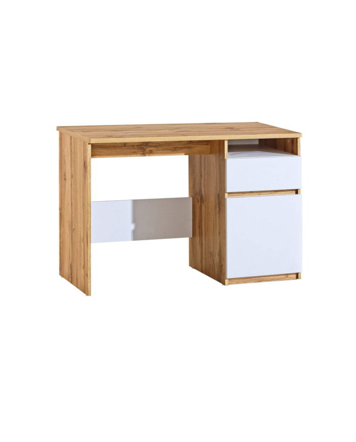 Biurko Arca AR7 z szufladą i drzwiczkami, biel arktyczna/ dąb wotan, DOLMAR