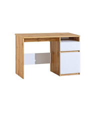 Biurko Arca AR7 z szufladą i drzwiczkami, biel arktyczna/ dąb wotan, DOLMAR