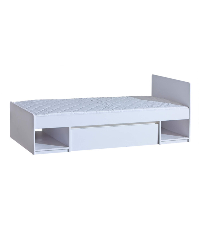 Łóżko Arca AR9, białe arktyczne, 90x195 cm, pojemnik, stelaż, DOLMAR