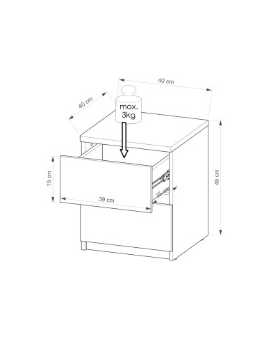 Szafka nocna Arca AR10, biel arktyczna/ dąb wotan, dwie szuflady, DOLMAR Szafka nocna Arca AR10, biel arktyczna/ dąb wotan, dwie szuflady, DOLMAR