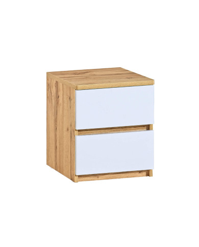 Szafka nocna Arca AR10, biel arktyczna/ dąb wotan, dwie szuflady, DOLMAR Szafka nocna Arca AR10, biel arktyczna/ dąb wotan, dwie szuflady, DOLMAR