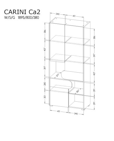 Regał Carini CA2, dąb nash/biały brylantowy/grafit, DOLMAR Regał Carini CA2, dąb nash/biały brylantowy/grafit, DOLMAR