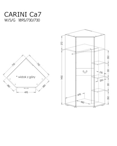 Szafa młodzieżowa, narożna Carini CA7, dąb nash/biały brylantowy/grafit, DOLMAR Szafa młodzieżowa, narożna Carini CA7, dąb nash/biały brylantowy/grafit, DOLMAR