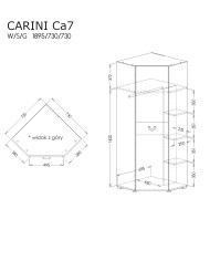 Szafa młodzieżowa, narożna Carini CA7, dąb nash/biały brylantowy/grafit, DOLMAR
