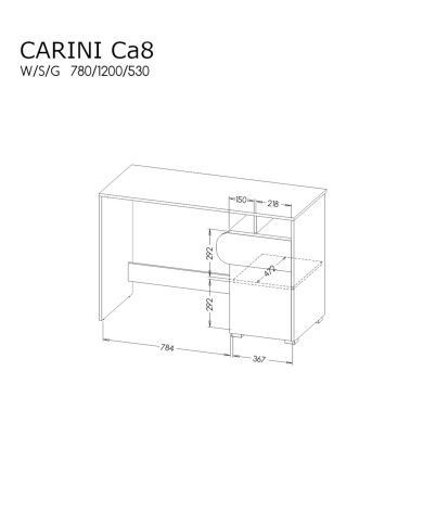 Biurko Carini CA8, dąb nash/biały brylantowy/grafit, z wnęką i drzwiczkami, DOLMAR Biurko Carini CA8, dąb nash/biały brylantowy/grafit, z wnęką i drzwiczkami, DOLMAR