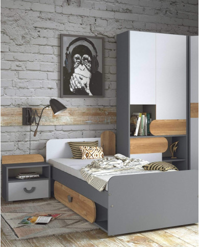 Szafka nocna Carini CA12, dąb nash/biały brylantowy/grafit, DOLMAR Szafka nocna Carini CA12, dąb nash/biały brylantowy/grafit, DOLMAR