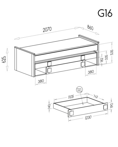 Łóżko podwójne Gumi G16, biały brylantowy/ antracyt, 80x195 cm, 80x200 cm, stelaż, pojemnik, DOLMAR Łóżko podwójne Gumi G16, biały brylantowy/ antracyt, 80x195 cm, 80x200 cm, stelaż, pojemnik, DOLMAR