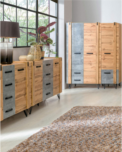 Szafa Lofter LO1, dąb wotan/ beton millenium, DOLMAR Szafa Lofter LO1, dąb wotan/ beton millenium, DOLMAR