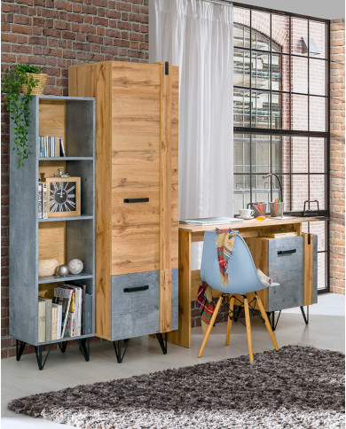 Szafa- bieliźniarka Lofter LO2, dąb wotan/ beton millenium, DOLMAR Szafa- bieliźniarka Lofter LO2, dąb wotan/ beton millenium, DOLMAR