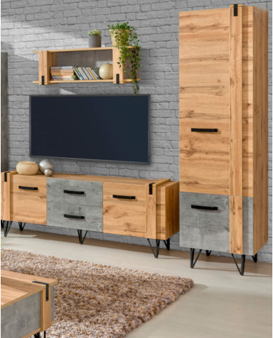 Szafa- bieliźniarka Lofter LO2, dąb wotan/ beton millenium, DOLMAR