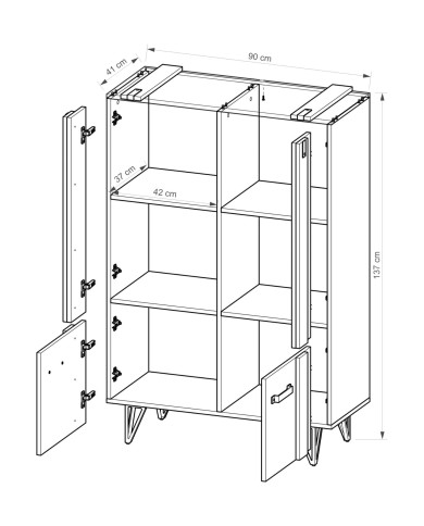 Witryna dwudrzwiowa Lofter LO4, niska, przeszklona, dąb wotan/ beton millenium, DOLMAR Witryna dwudrzwiowa Lofter LO4, niska, przeszklona, dąb wotan/ beton millenium, DOLMAR
