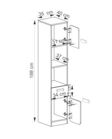 Regał Lorento L3, z szufladą, drzwiami i półkami, biały brylantowy/ dąb nash, DOLMAR Regał Lorento L3, z szufladą, drzwiami i półkami, biały brylantowy/ dąb nash, DOLMAR