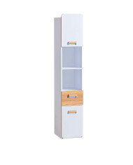 Regał Lorento L3, z szufladą, drzwiami i półkami, biały brylantowy/ dąb nash, DOLMAR