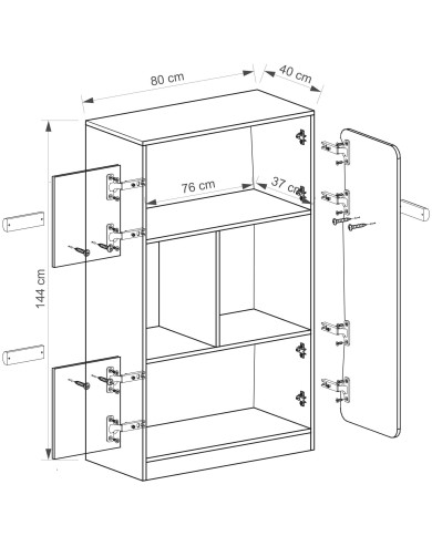 Regał szeroki Lorento L5, z drzwiami i wnęką, biały brylantowy/ dąb nash, DOLMAR Regał szeroki Lorento L5, z drzwiami i wnęką, biały brylantowy/ dąb nash, DOLMAR