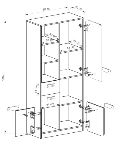 Regał szeroki Lorento L7, z drzwiami, wnęką i szufladami, biały brylantowy/ dąb nash, DOLMAR Regał szeroki Lorento L7, z drzwiami, wnęką i szufladami, biały brylantowy/ dąb nash, DOLMAR